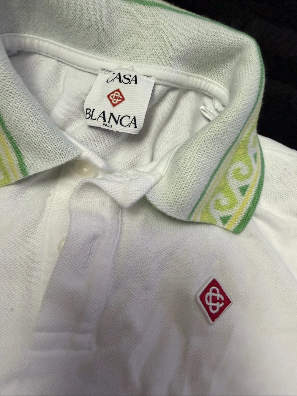 Casa Blanca Kids' White Polo with Green Trim